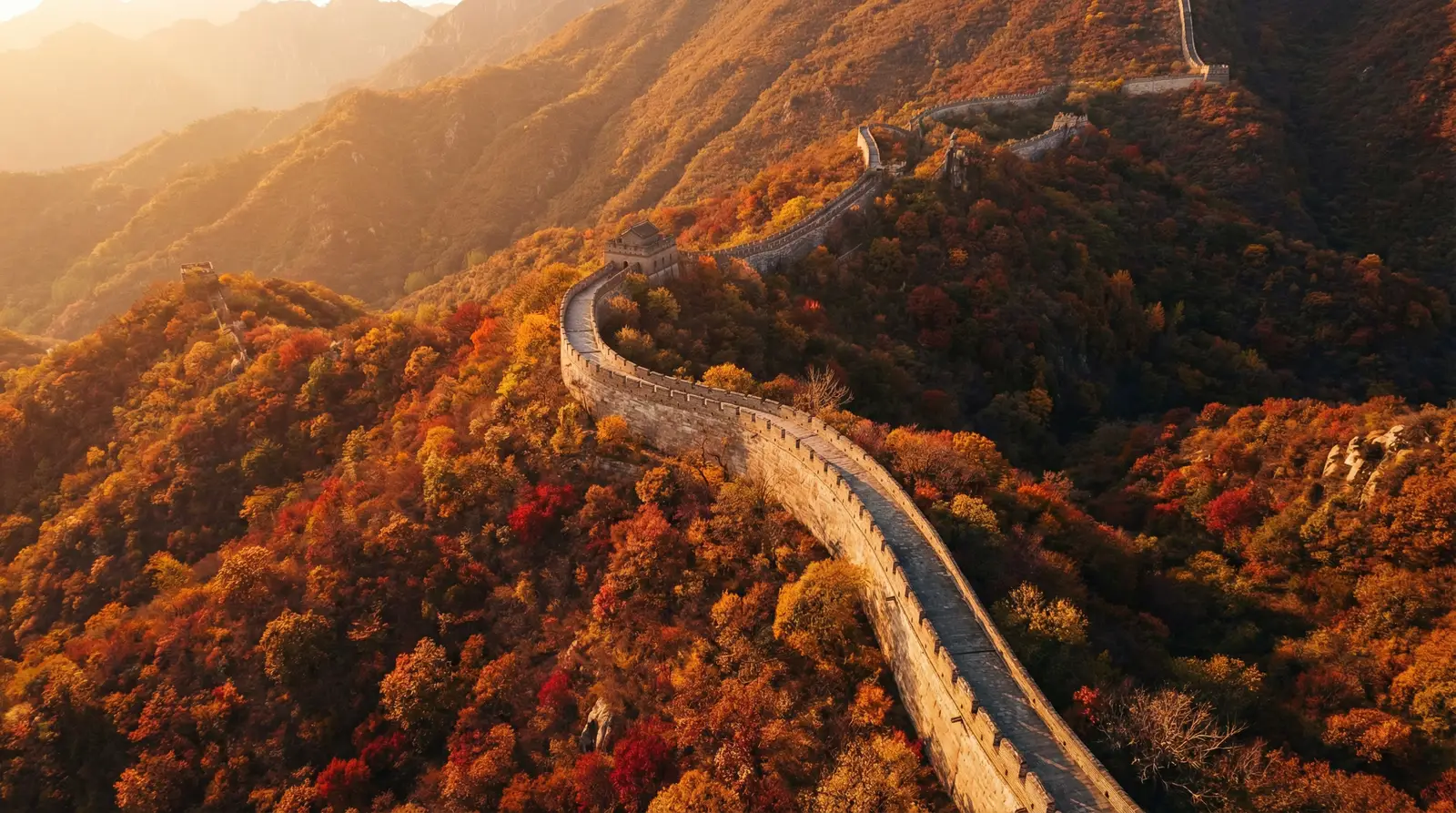 不要在阳台上求求你 秋日长城航拍全景